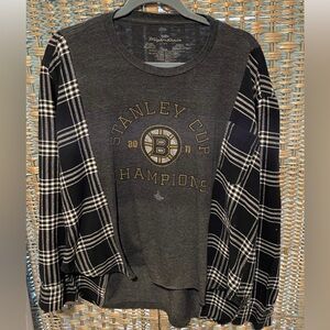 Upcycled Boston Bruins Flannel Tee